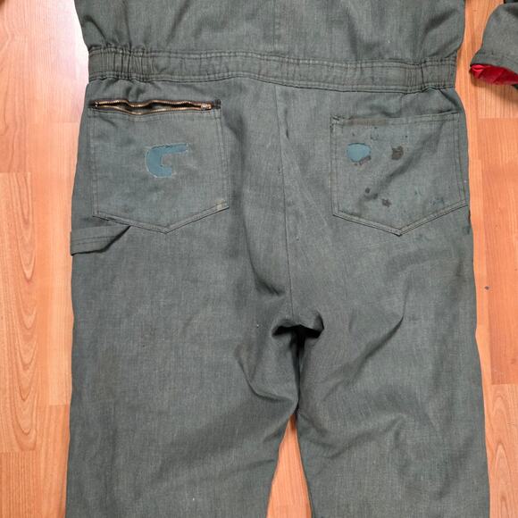 Vintage Zero Zone Insulated Coveralls Green Mens XL Workwear Bibs 90s - Picture 9 of 14
